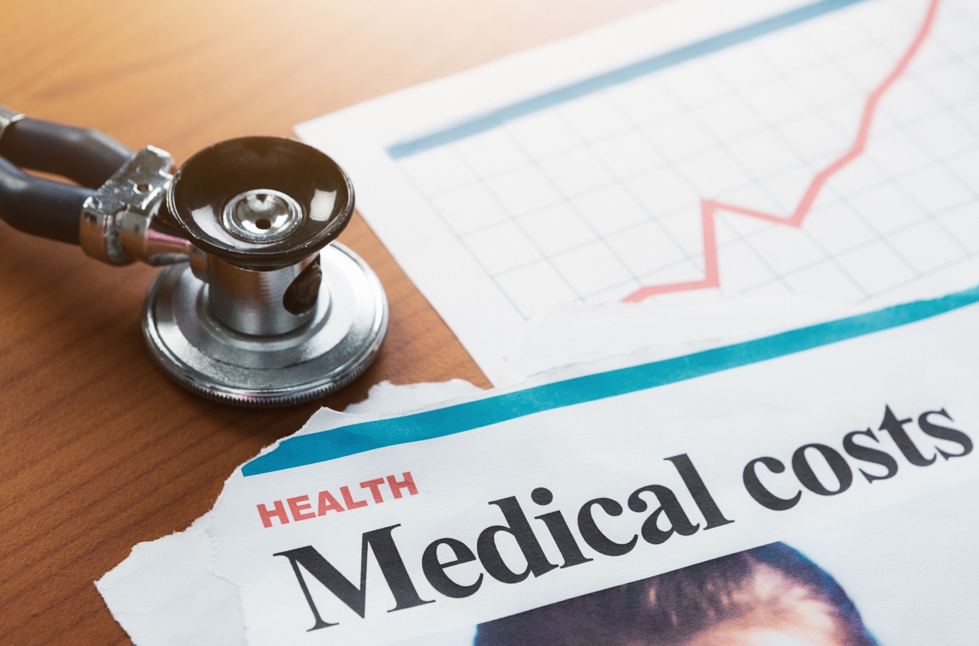 Medical inflation: newspaper clippings about healthcare costs soaring